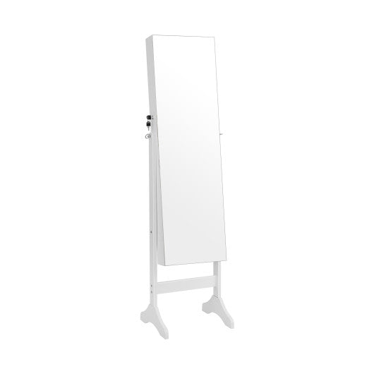 Standing Jewelry Cabinet with Full Length Mirror-White