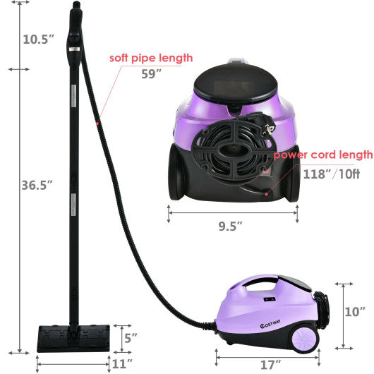 2000W Heavy Duty Multi-purpose Steam Cleaner Mop with Detachable Handheld Unit-Purple