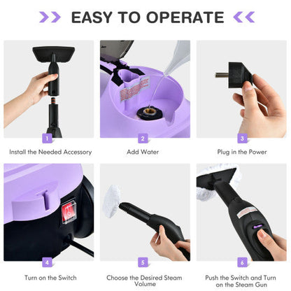 2000W Heavy Duty Multi-purpose Steam Cleaner Mop with Detachable Handheld Unit-Purple