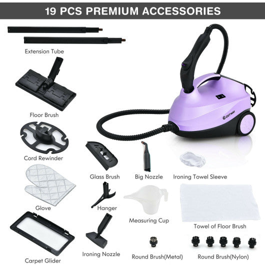 2000W Heavy Duty Multi-purpose Steam Cleaner Mop with Detachable Handheld Unit-Purple