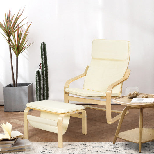 Relax Bentwood Lounge Chair  Set with Magazine Rack-White