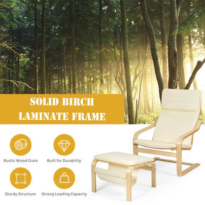 Relax Bentwood Lounge Chair  Set with Magazine Rack-White