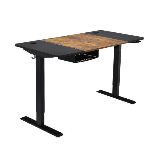 55 Inch x 28 Inch Electric Standing Desk with USB Port Black-Black