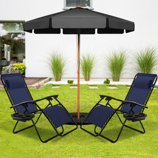 2 Pieces Folding Lounge Chair with Zero Gravity-Navy