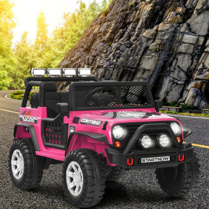 12V Kids Remote Control Electric Ride On Truck Car with Lights and Music-Pink