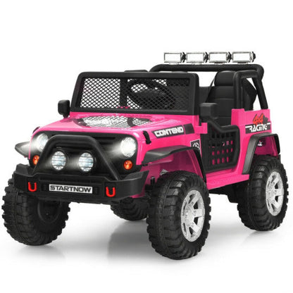 12V Kids Remote Control Electric Ride On Truck Car with Lights and Music-Pink