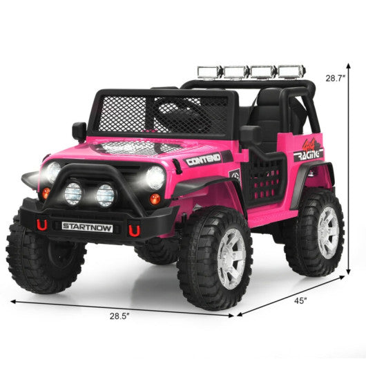 12V Kids Remote Control Electric Ride On Truck Car with Lights and Music-Pink