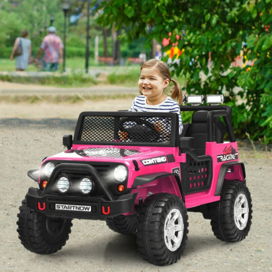 12V Kids Remote Control Electric Ride On Truck Car with Lights and Music-Pink