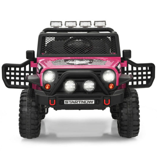 12V Kids Remote Control Electric Ride On Truck Car with Lights and Music-Pink