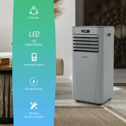 8000BTU 3-in-1 Portable Air Conditioner with Remote Control-Gray