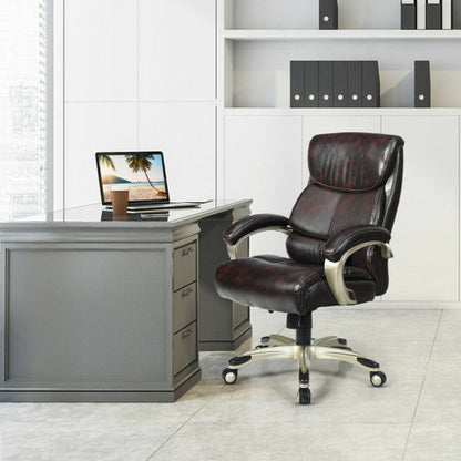 Adjustable Executive Office Recliner Chair with High Back and Lumbar Support-Brown