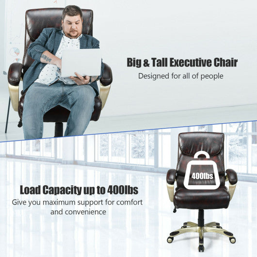 Adjustable Executive Office Recliner Chair with High Back and Lumbar Support-Brown