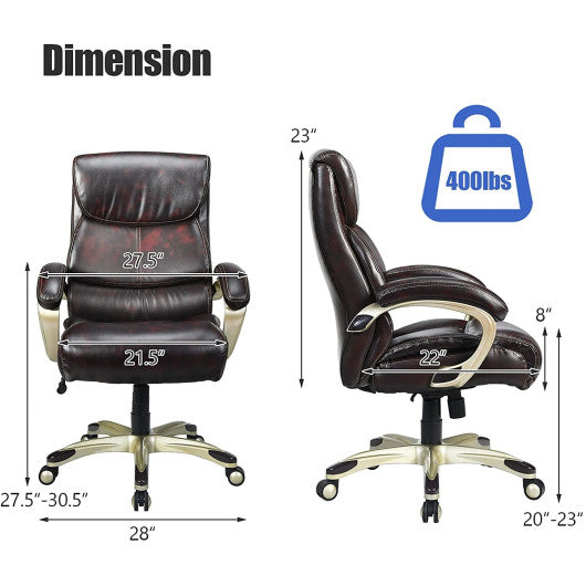 Adjustable Executive Office Recliner Chair with High Back and Lumbar Support-Brown