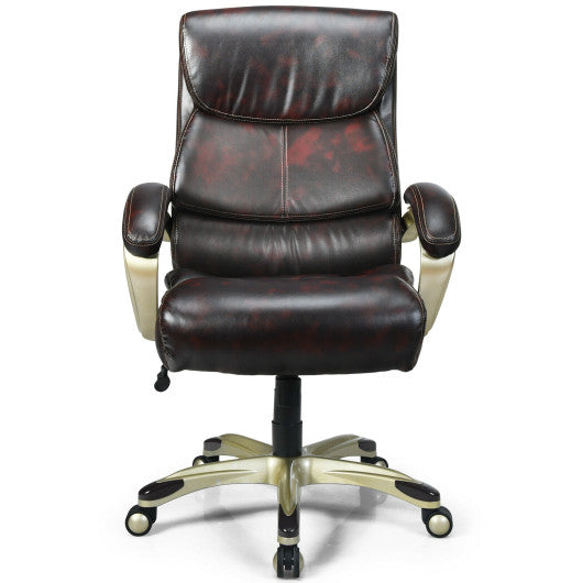 Adjustable Executive Office Recliner Chair with High Back and Lumbar Support-Brown