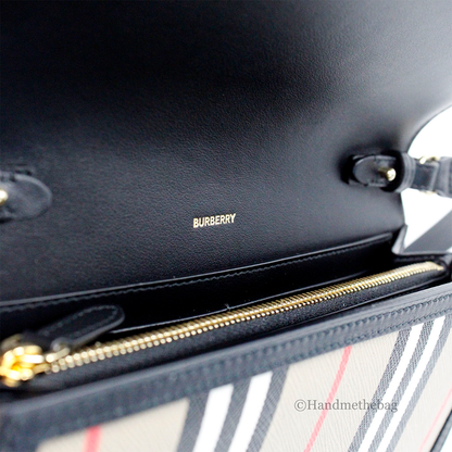 Burberry Hannah Icon Stripe Archive Black Wallet Crossbody Bag