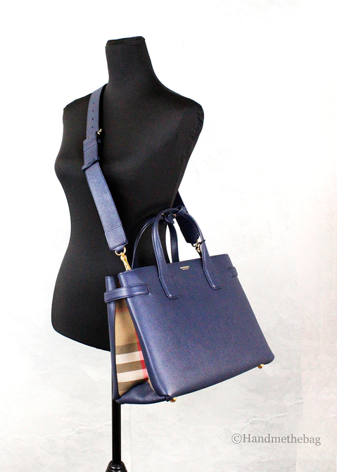 Burberry Banner Medium Regency Blue Leather Tote Bag