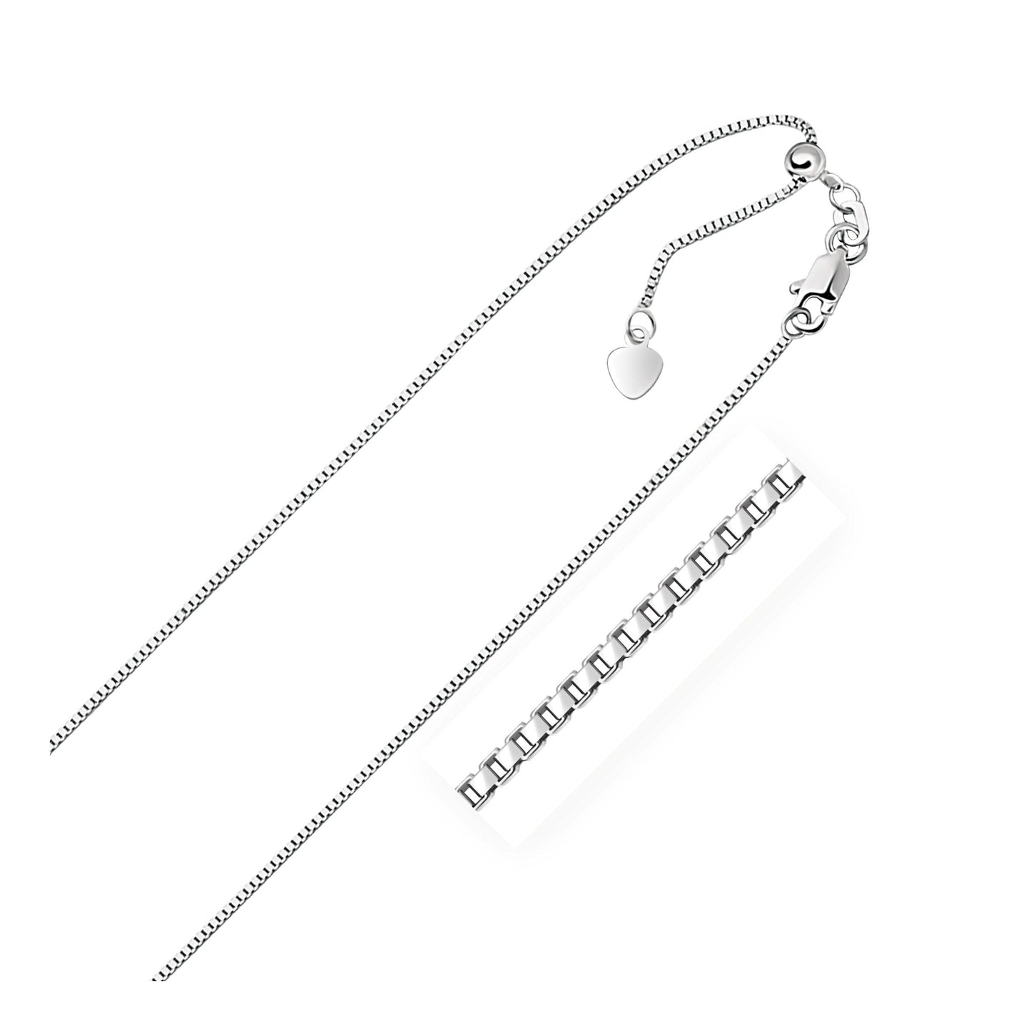 14k White Gold Adjustable Box Chain 0.85mm