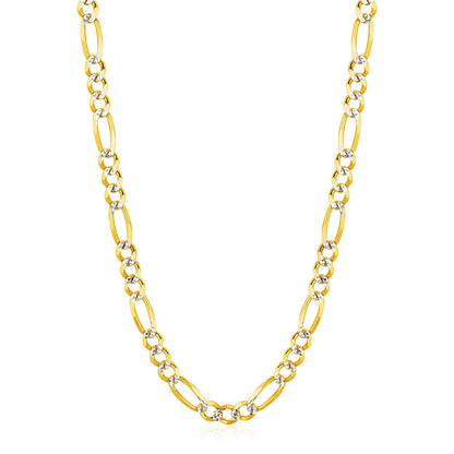 6.0mm 14K Yellow Gold Solid Pave Figaro Chain