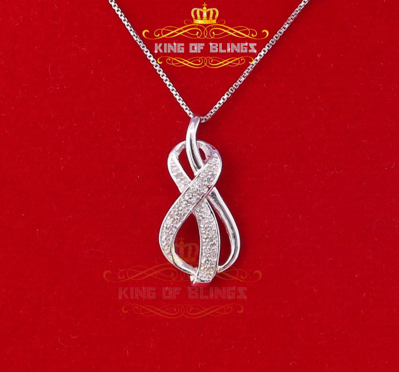 10K White Gold Finish Real Diamond Fashion Silver Pendant