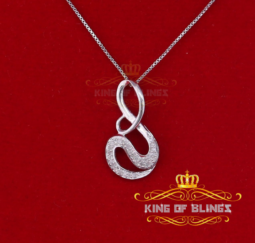 10K White Gold Finish Real Diamond Fashion Silver Pendant