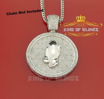 10K White Gold Finish Real Diamond Faith Silver Pendant