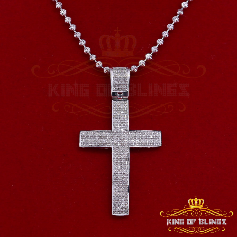 10K White Gold Finish Real Diamond Faith Silver Pendant