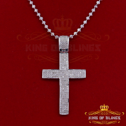 10K White Gold Finish Real Diamond Faith Silver Pendant