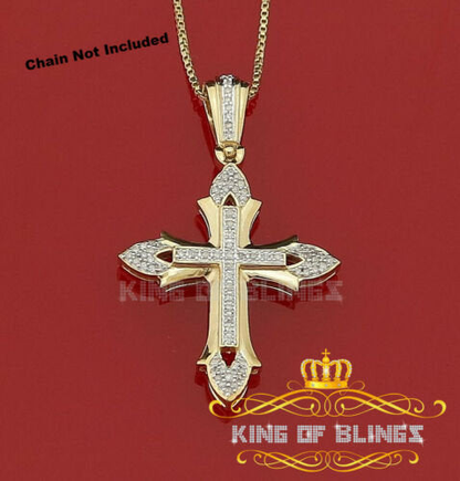 10K White Gold Finish Real Diamond Faith Silver Pendant