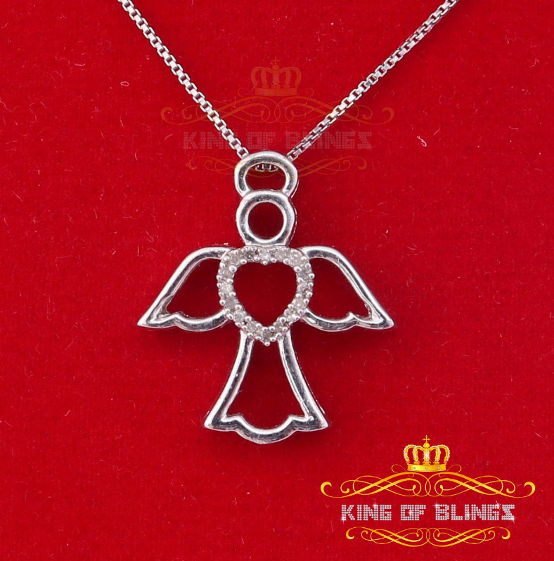 10K White Gold Finish Real Diamond Faith Silver Pendant