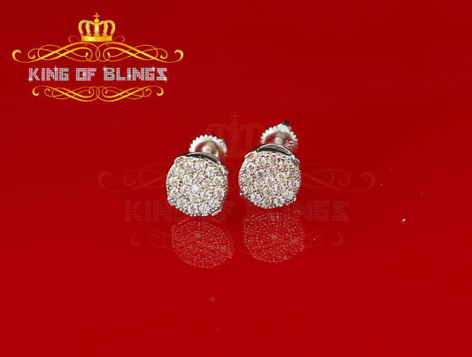 SIlver Earring 10K White Gold Finish Silver Stud Men's/ladies Earrings With Lab Created Diamonds