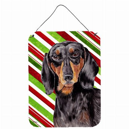 Candy Cane Holiday Christmas Design with Dog Wall or Door Hanging Prints