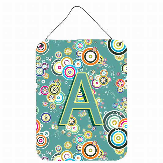 Circle Circle Teal Initial Alphabet Wall or Door Hanging Prints