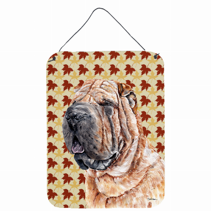 Fall Leaves Design with Dog Wall or Door Hanging Prints