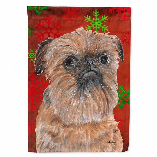 Red and Green Snowflakes Holiday Christmas Dog Flag Garden Size