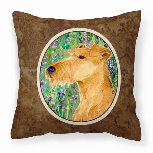 Portrait Artwork with Dog Brown Fabric Decorative Pillow