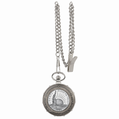 Statue of Liberty Commemorative Half Dollar Train Coin Pocket Watch