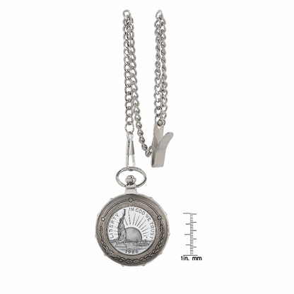 Statue of Liberty Commemorative Half Dollar Train Coin Pocket Watch