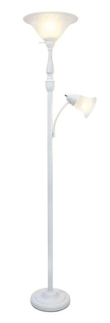 Elegant Designs 2 Light Mother Daughter Floor Lamp with White Marble Glass