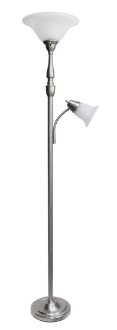 Elegant Designs 2 Light Mother Daughter Floor Lamp with White Marble Glass