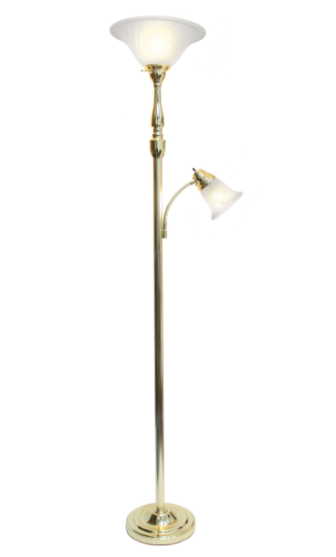 Elegant Designs 2 Light Mother Daughter Floor Lamp with White Marble Glass