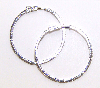 2.00 ct. t.w. Simulated Diamond Inside-Outside Hoop Earrings in 925 Sterling Silver 1-3/4"