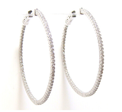 2.00 ct. t.w. Simulated Diamond Inside-Outside Hoop Earrings in 925 Sterling Silver 1-3/4"