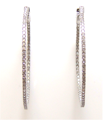 2.00 ct. t.w. Simulated Diamond Inside-Outside Hoop Earrings in 925 Sterling Silver 1-3/4"