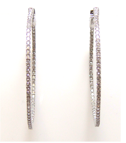 2.00 ct. t.w. Simulated Diamond Inside-Outside Hoop Earrings in 925 Sterling Silver 1-3/4"