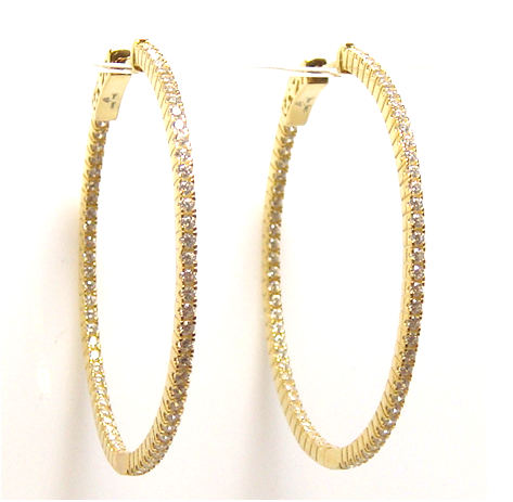 2.00 ct. t.w. Simulated Diamond Inside-Outside Hoop Earrings in 925 Sterling Silver 1-3/4"