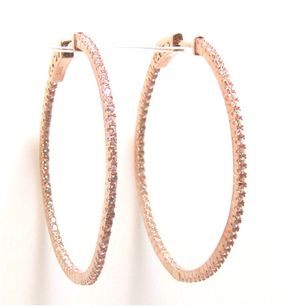 2.00 ct. t.w. Simulated Diamond Inside-Outside Hoop Earrings in 925 Sterling Silver 1-3/4"