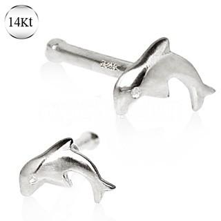 14Kt White Gold Stud Nose Ring