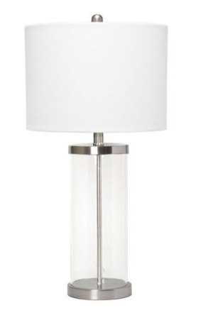 Lalia Home Entrapped Glass Table Lamp with White Fabric Shade