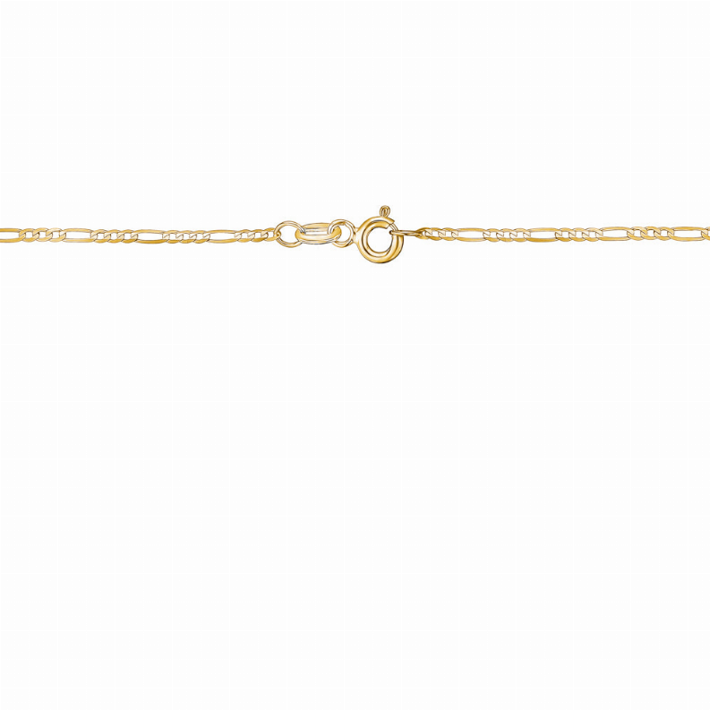 14K Solid Yellow Gold Figaro Link Chain 3+1 Necklace for Women and Girls Made in Italy