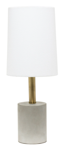 Lalia Home Antique Brass Concrete Table Lamp with Linen Shade